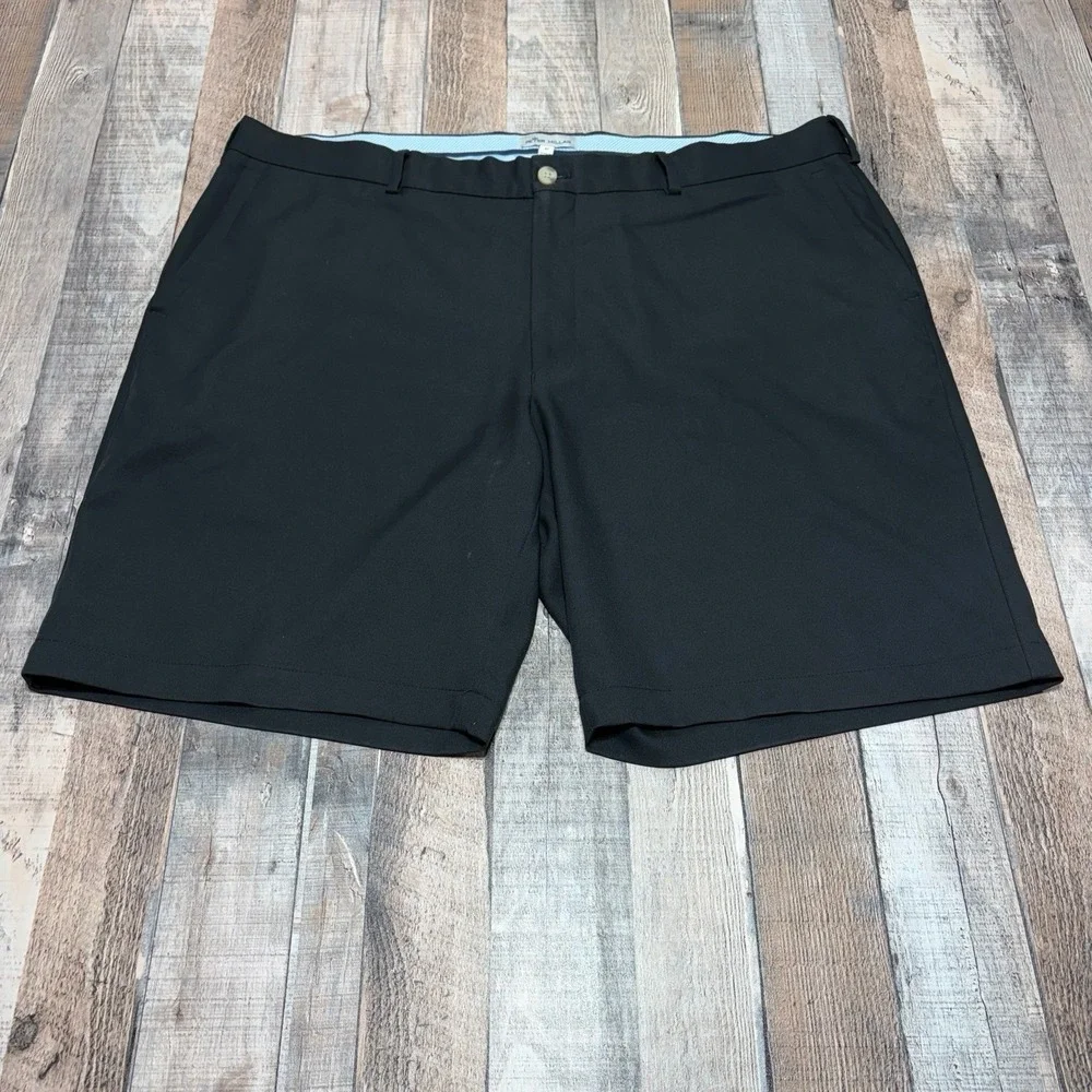 Peter Millar Men's Performance Golf Shorts Black Stretch Flat Front Size 40